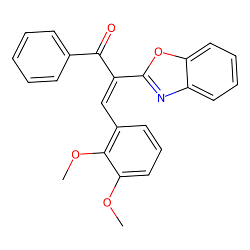 (2E)-2-benzoxazol-2-yl-3-(2,3-dimethoxyphenyl)-1-phenylprop-2-en-1-one structure