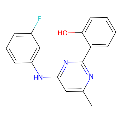 2-(4-((3-fluorophenyl)amino)-6-methylpyrimidin-2-yl)phenol structure