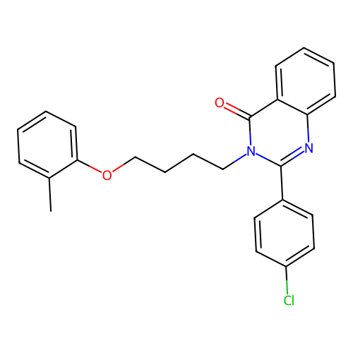 2-(4-chlorophenyl)-3-[4-(2-methylphenoxy)butyl]quinazolin-4(3H)-one structure
