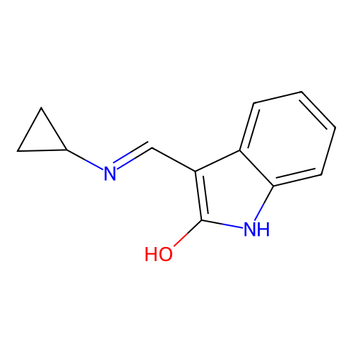 (3E)-3-[(cyclopropylamino)methylidene]-1,3-dihydro-2H-indol-2-one structure