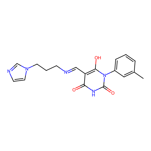 5-[(3-imidazol-1-ylpropylamino)methylidene]-1-(3-methylphenyl)-1,3-diazinane-2,4,6-trione structure