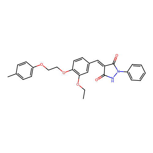 (4E)-4-{3-ethoxy-4-[2-(4-methylphenoxy)ethoxy]benzylidene}-1-phenylpyrazolidine-3,5-dione structure