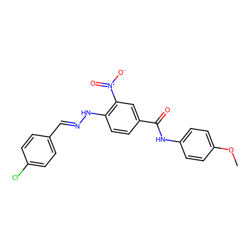 4-[(2E)-2-(4-chlorobenzylidene)hydrazinyl]-N-(4-methoxyphenyl)-3-nitrobenzamide structure
