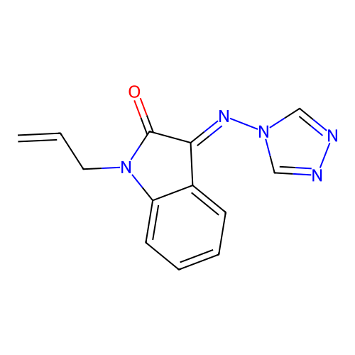 (3E)-1-prop-2-enyl-3-(1,2,4-triazol-4-ylimino)indol-2-one structure
