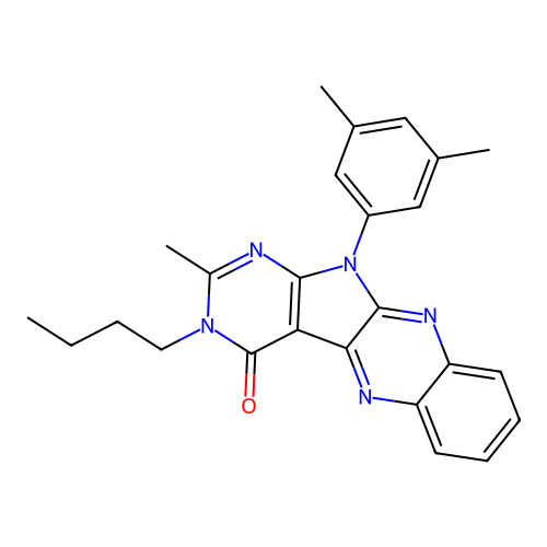 3-butyl-11-(3,5-dimethylphenyl)-2-methyl-3,11-dihydro-4H-pyrimido[5',4':4,5]pyrrolo[2,3-b]quinoxalin-4-one structure