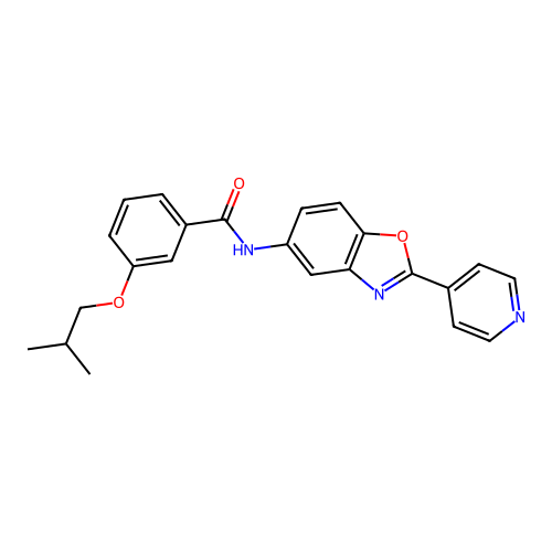 3-(2-methylpropoxy)-N-[2-(pyridin-4-yl)-1,3-benzoxazol-5-yl]benzamide structure