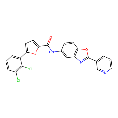 5-(2,3-dichlorophenyl)-N-(2-(pyridin-3-yl)benzo[d]oxazol-5-yl)furan-2-carboxamide structure