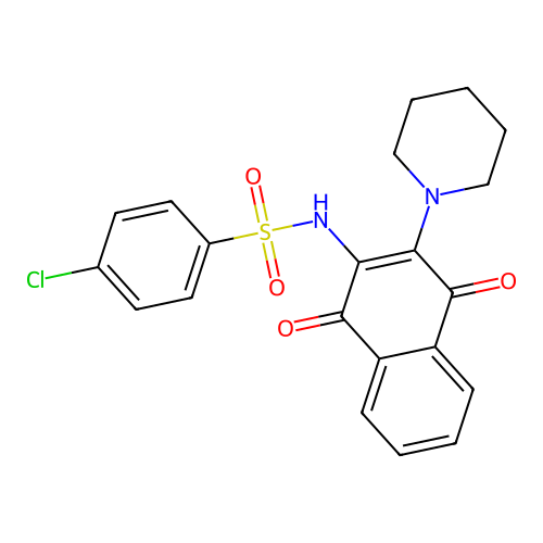 4-chloro-N-(1,4-dioxo-3-piperidin-1-ylnaphthalen-2-yl)benzenesulfonamide structure