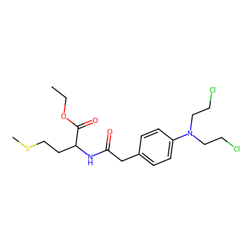 N-[[4-[Bis(2-chloroethyl)amino]phenyl]acetyl]-L-methionine ethyl ester structure