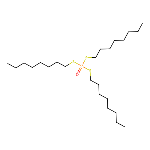 Phosphorotrithioic acid, S,S,S-trioctyl ester structure