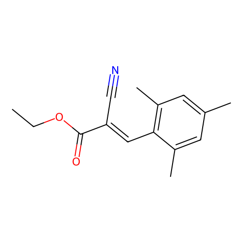 Ethyl (E)-alpha-cyano-2,4,6-trimethylcinnamate structure