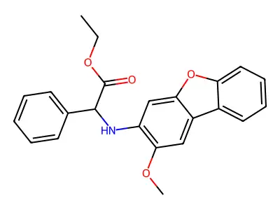 Ethyl 2-[(2-methoxydibenzofuran-3-yl)amino]-2-phenylacetate structure