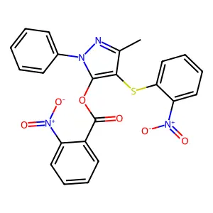 [5-Methyl-4-(2-nitrophenyl)sulfanyl-2-phenylpyrazol-3-yl] 2-nitrobenzoate structure