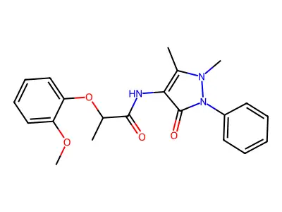 N-(1,5-dimethyl-3-oxo-2-phenylpyrazol-4-yl)-2-(2-methoxyphenoxy)propanamide structure