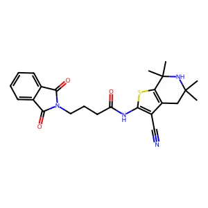 N-(3-cyano-5,5,7,7-tetramethyl-4,6-dihydrothieno[2,3-c]pyridin-2-yl)-4-(1,3-dioxoisoindol-2-yl)butanamide structure