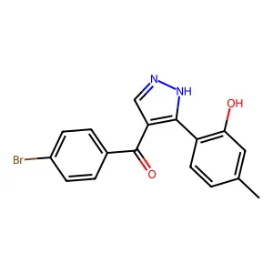 (4-bromophenyl)(3-(2-hydroxy-4-methylphenyl)-1H-pyrazol-4-yl)methanone structure