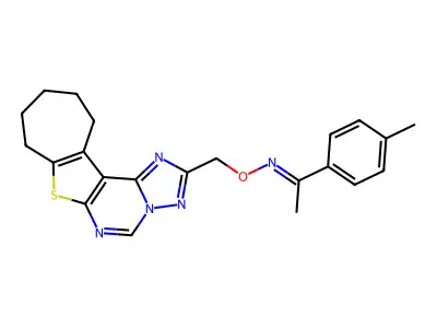 (1E)-1-(4-methylphenyl)-N-(9,10,11,12-tetrahydro-8H-cyclohepta[4,5]thieno[3,2-e][1,2,4]triazolo[1,5-c]pyrimidin-2-ylmethoxy)ethanimine structure