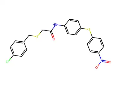 2-[(4-chlorophenyl)methylsulfanyl]-N-[4-(4-nitrophenyl)sulfanylphenyl]acetamide structure
