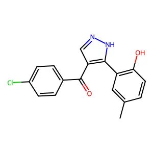 (4-chlorophenyl)(3-(2-hydroxy-5-methylphenyl)-1H-pyrazol-4-yl)methanone structure