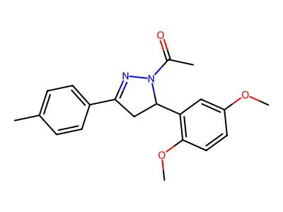 1-[3-(2,5-Dimethoxyphenyl)-5-(4-methylphenyl)-3,4-dihydropyrazol-2-yl]ethanone structure