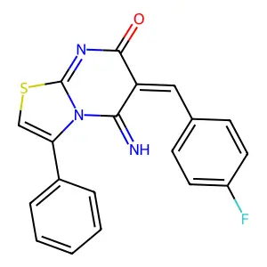 (6Z)-6-[(4-fluorophenyl)methylidene]-5-imino-3-phenyl-[1,3]thiazolo[3,2-a]pyrimidin-7-one structure