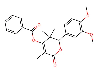 2-(3,4-dimethoxyphenyl)-3,3,5-trimethyl-6-oxo-3,6-dihydro-2H-pyran-4-yl benzoate structure