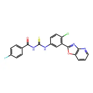 N-[[4-chloro-3-([1,3]oxazolo[4,5-b]pyridin-2-yl)phenyl]carbamothioyl]-4-fluorobenzamide structure