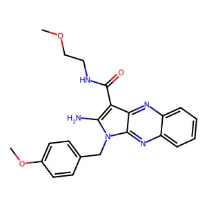 2-amino-1-(4-methoxybenzyl)-N-(2-methoxyethyl)-1H-pyrrolo[2,3-b]quinoxaline-3-carboxamide structure