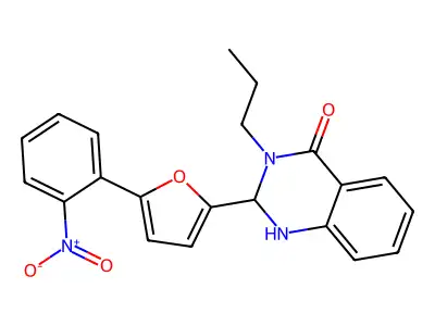 2-[5-(2-Nitrophenyl)furan-2-yl]-3-propyl-1,2-dihydroquinazolin-4-one structure