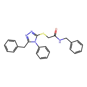 N-benzyl-2-[(5-benzyl-4-phenyl-1,2,4-triazol-3-yl)sulfanyl]acetamide structure