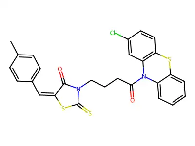 3-[4-(2-Chloro-10H-phenothiazin-10-yl)-4-oxobutyl]-5-[(4-methylphenyl)methylene]-2-thioxo-4-thiazolidinone structure