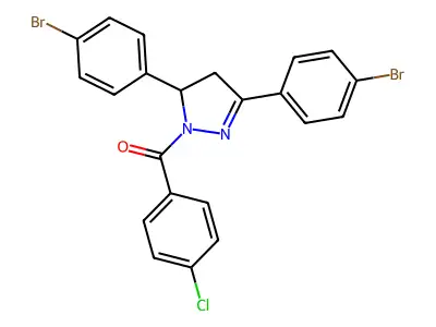 (3,5-bis(4-bromophenyl)-4,5-dihydro-1H-pyrazol-1-yl)(4-chlorophenyl)methanone structure