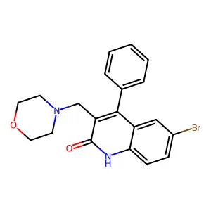 6-bromo-3-(morpholinomethyl)-4-phenylquinolin-2(1H)-one structure