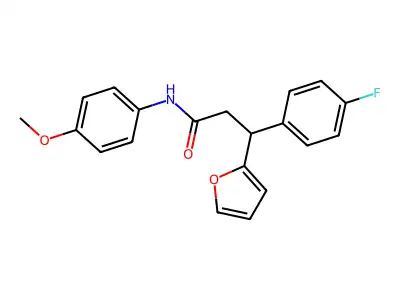 3-(4-fluorophenyl)-3-(furan-2-yl)-N-(4-methoxyphenyl)propanamide structure