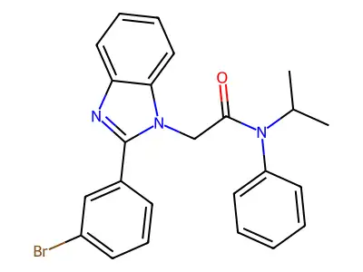 2-[2-(3-bromophenyl)benzimidazol-1-yl]-N-phenyl-N-propan-2-ylacetamide structure