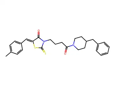 (5Z)-3-[4-(4-benzylpiperidin-1-yl)-4-oxobutyl]-5-[(4-methylphenyl)methylidene]-2-sulfanylidene-1,3-thiazolidin-4-one structure