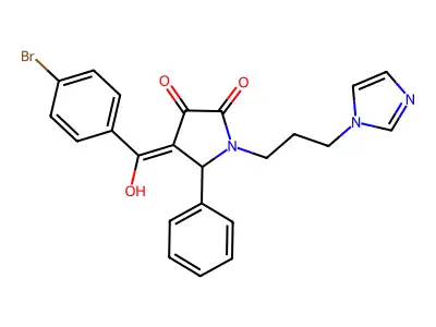 4-(4-bromobenzoyl)-3-hydroxy-1-[3-(1H-imidazol-1-yl)propyl]-5-phenyl-2,5-dihydro-1H-pyrrol-2-one structure