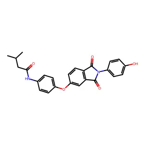 N-[4-[2-(4-hydroxyphenyl)-1,3-dioxoisoindol-5-yl]oxyphenyl]-3-methylbutanamide structure