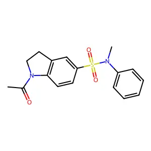 1-acetyl-N-methyl-N-phenyl-2,3-dihydroindole-5-sulfonamide structure
