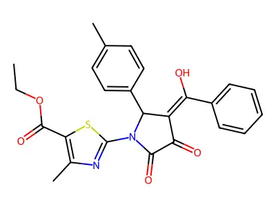 ethyl 2-[3-[hydroxy(phenyl)methylidene]-2-(4-methylphenyl)-4,5-dioxopyrrolidin-1-yl]-4-methyl-1,3-thiazole-5-carboxylate structure
