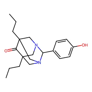 2-(4-Hydroxyphenyl)-5,7-dipropyl-1,3-diazatricyclo[3.3.1.1~3,7~]decan-6-one structure