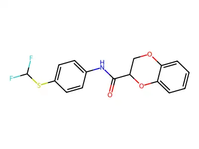 N-{4-[(difluoromethyl)sulfanyl]phenyl}-2,3-dihydro-1,4-benzodioxine-2-carboxamide structure