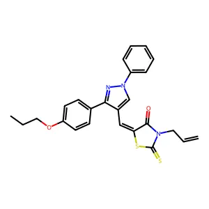 (5Z)-5-[[1-phenyl-3-(4-propoxyphenyl)pyrazol-4-yl]methylidene]-3-prop-2-enyl-2-sulfanylidene-1,3-thiazolidin-4-one structure