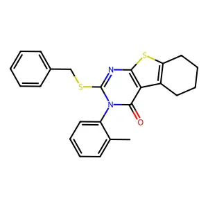 2-benzylsulfanyl-3-(2-methylphenyl)-5,6,7,8-tetrahydro-[1]benzothiolo[2,3-d]pyrimidin-4-one structure