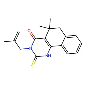 5,5-dimethyl-3-(2-methylprop-2-enyl)-2-sulfanylidene-1,6-dihydrobenzo[h]quinazolin-4-one structure