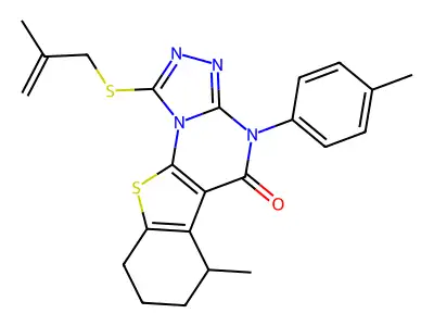 6-methyl-1-((2-methylallyl)thio)-4-(p-tolyl)-6,7,8,9-tetrahydrobenzo[4,5]thieno[3,2-e][1,2,4]triazolo[4,3-a]pyrimidin-5(4H)-one structure