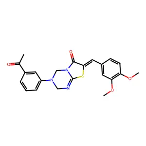 (7Z)-3-(3-acetylphenyl)-7-[(3,4-dimethoxyphenyl)methylidene]-2,4-dihydro-[1,3]thiazolo[3,2-a][1,3,5]triazin-6-one structure