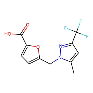 5-(5-Methyl-3-trifluoromethyl-pyrazol-1-ylmethyl)-furan-2-carboxylic acid structure