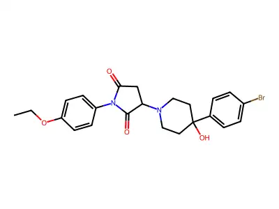 3-[4-(4-bromophenyl)-4-hydroxypiperidin-1-yl]-1-(4-ethoxyphenyl)pyrrolidine-2,5-dione structure