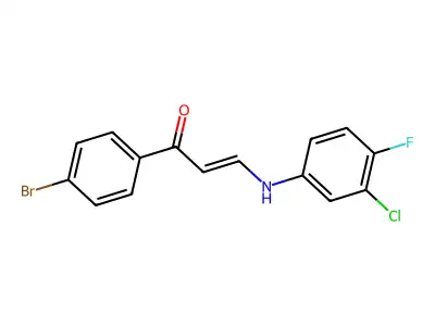 (E)-1-(4-bromophenyl)-3-(3-chloro-4-fluoroanilino)prop-2-en-1-one structure